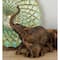 11" Brown Eclectic Polystone Elephants Sculpture
